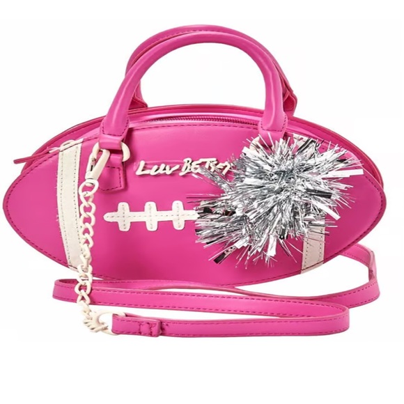 NWT Luv by Betsey Johnson Hike Football Crossbody Bag in Pink - Picture 1 of 7
